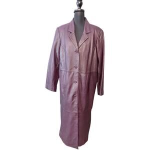 Centigrade Purple Leather Long Coat Jacket Large Thermolite Liner Button Front